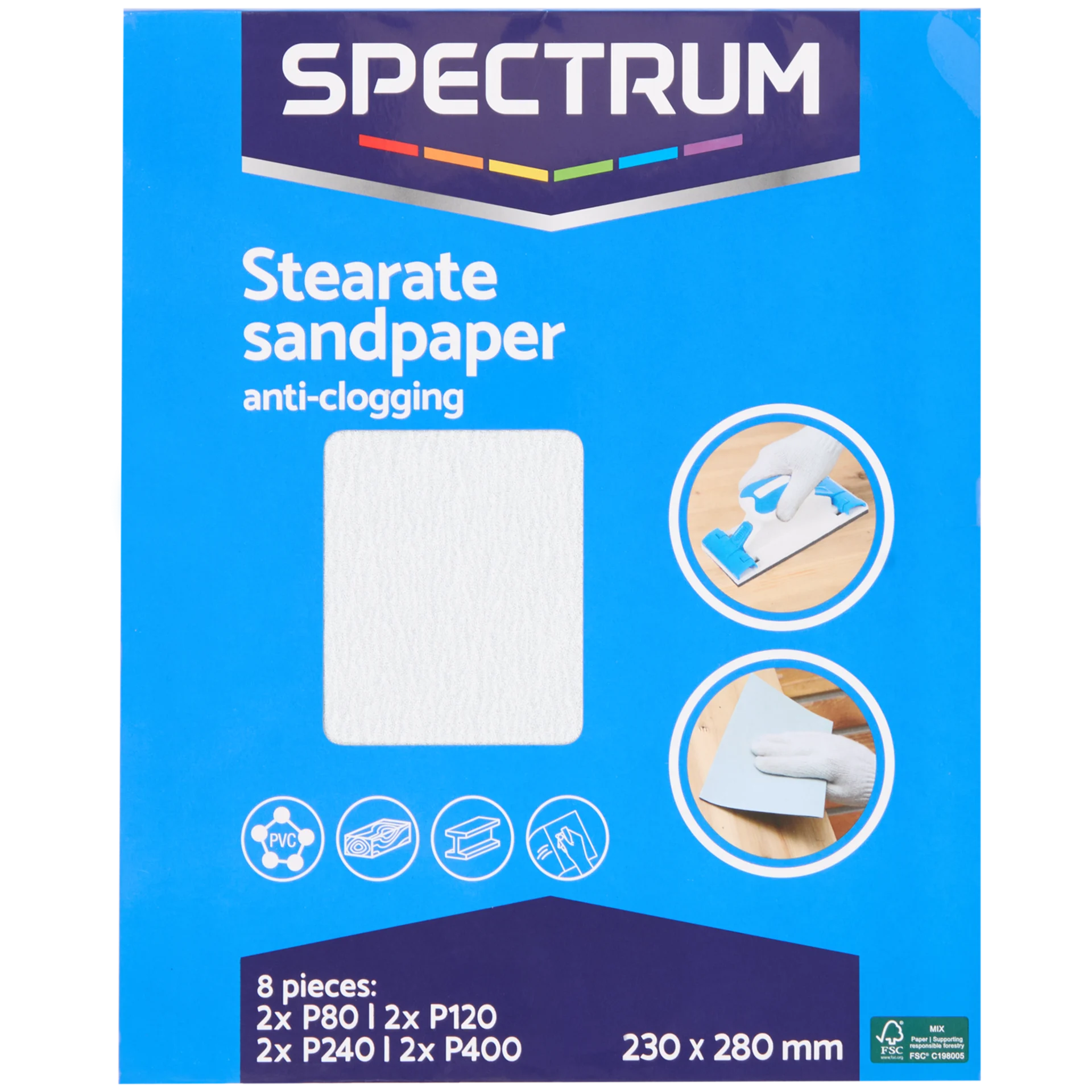 8 Set of Dry sandpaper - Grit 80 / 120 / 240 / 400